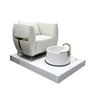 <span class=keywords><strong>Fauteuil</strong></span> de pédicure de luxe en or blanc avec bassin pour les pieds et robinet, style <span class=keywords><strong>fauteuil</strong></span> de spa avec coussin pour salon de manucure - Product Image 2