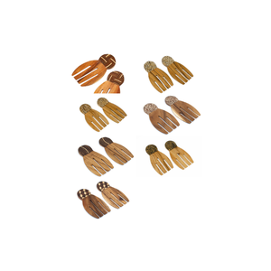 Estas cucharas de ensalada de madera ecológicas hechas a mano presentan materiales naturales de calidad alimentaria y diseños con incrustaciones. - Product Image 3