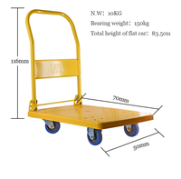 Carretilla Plegable de Mano de Color Amarillo con Capacidad de Carga de 200 kg y Dimensiones de 50x70 cm
