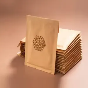Papel Kraft biodegradable impreso personalizado, embalaje de envío, sobres acolchados, bolsa de correo de relleno de papel de nido de abeja