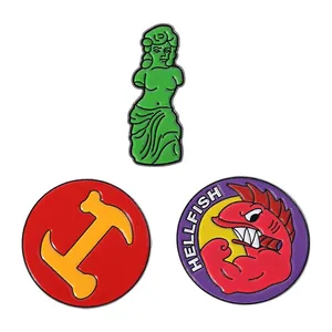 Badge de film comique HELLF FISH, épingles en émail personnalisées, broches en forme de statue artistique du symbole des tailleurs de pierres, badge pour sac à dos et revers, cadeau de bijoux amusant - Product Image 1