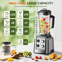 Blender de cuisine Teendow HS-209D sans BPA, haute puissance 1800W, 2 en 1, avec réglage de la minuterie pour un mélange de grande capacité