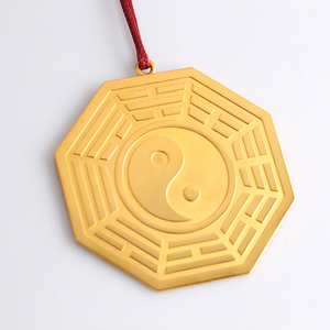 Pendentif spécial en argent sterling 925 Tai Chi Gossip Yin Yang pour couple, pendentifs fins avec plaqué or, colliers de la tradition chinoise - Product Image 1