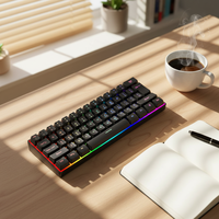 Clavier de jeu filaire RGB compact 60 %, 61 touches, sensation mécanique, clavier à membrane, bande lumineuse sous le clavier, anti-ghosting, pour PC Gamer