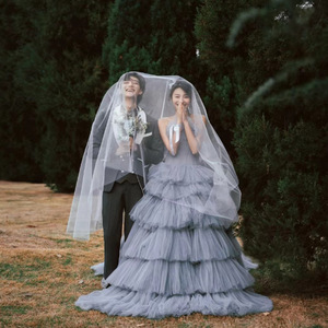 Strapless Empire Waist Tulle Ball Gown Wedding Dress For Forest Themed Fairy Style Outdoor Photography - Product Image 3