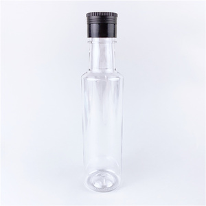 Botella redonda transparente de aceite de oliva de 100 ml, condimento de vinagre, botella de PET vací<span class=keywords><strong>a</strong></span>, botella de salsa de soja con sabor <span class=keywords><strong>a</strong></span> sésamo de grado alimenticio - Product Image 1