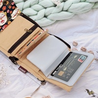 Dompet Kanvas Denim Lipat Tiga Berbahan PU dengan Cetakan Kartun Kreatif, Tempat Kartu dan Kunci Unisex Sederhana Buatan Cina