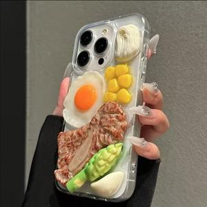 Coque de téléphone antichoc en TPU 3D de luxe léger, motif steak et œuf, vente en gros d'usine pour <span class=keywords><strong>iPhone</strong></span> 15 <span class=keywords><strong>Pro</strong></span> - Product Image 3