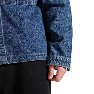 Chaqueta de Mezclilla Azul para Hombre, Corte Regular, Cierre de Botones, Color Sólido, para Otoño e Invierno, con Bolsillos, Detalle de Costuras Bordadas - Product Image 5