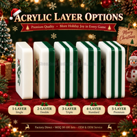 Jeu de tuiles de Mahjong en acrylique avec motif de cloche de Noël gravé, tuiles de Mahjong de Noël peintes à la main
