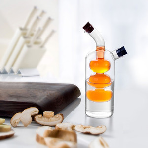 Bouteilles à huile et à vinaigre <span class=keywords><strong>en</strong></span> verre à double couche 2 <span class=keywords><strong>en</strong></span> 1, distributeur de cruettes à huile d'olive, accessoires de cuisine avec bouchons <span class=keywords><strong>en</strong></span> silicone - Product Image 4