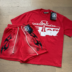 เสื้อยืดเซ็ตฤดูร้อนสไตล์ลำลองระบายอากาศได้ดี รุ่น Stock NFC Hell Star ทรงโอเวอร์ไซส์ สตรีทแวร์ฮิปฮอป ลุควินเทจทำสีซีดแบบย้อนยุค ผ้าฝ้ายถัก - Product Image 4
