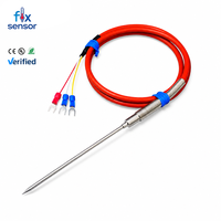 Sensor Suhu Pt100 Probe RTD Termometer Resistansi Platinum dengan Kabel Silikon Diameter 3mm Panjang 150mm 3 Kawat OEM