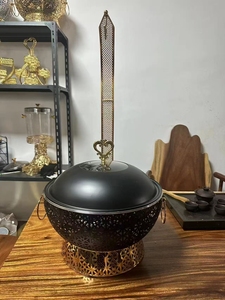 Plato de frotamiento colgante de acero inoxidable comercial calentador de alimentos 4.5L 6L 8L adorno dorado Hotel boda banquete Buffet Catering - Product Image 5