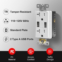 Stop Kontak Dinding FTR20 Putih Laris Manis dengan Dua Port USB dan Pengisian Daya USB