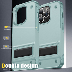 2023 di lusso PC TPU 2 in 1 custodia per telefono con cavalletto custodia <span class=keywords><strong>rigida</strong></span> antiurto per <span class=keywords><strong>iPhone</strong></span> 14 <span class=keywords><strong>pro</strong></span> 13 12 <span class=keywords><strong>11</strong></span> 15 <span class=keywords><strong>pro</strong></span> 7 max 8 plus - Product Image 2