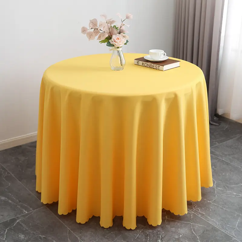 Vàng Vòng Bảng Vải 180 GSM Polyester Vải Ưa Thích 120 Inch Khăn Trải Bàn Cho Tổ Chức Sự Kiện Đám Cưới