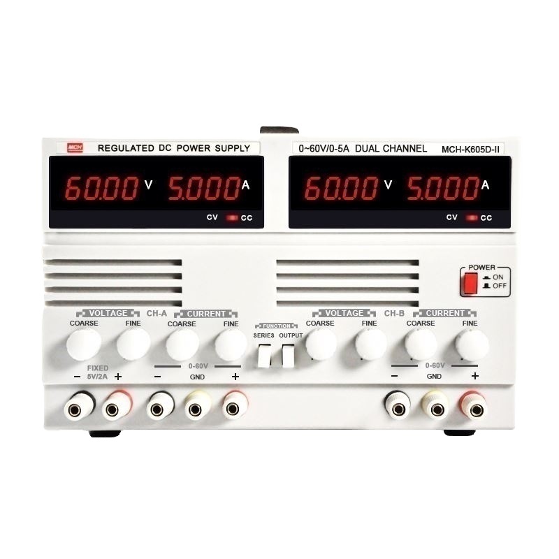 MCH 60V Lab Use Adjustable Dual Cahnnel Linear Regulated DC Power Supply With Extra Fixed 5V 4A Fixed Output MCH-K605D-II