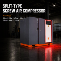 Compresseur d'air à vis haute pression 75 kW 20 bars, bi-étagé, moteur IE4, PLC, HMI, refroidissement par air, conception séparée pour usage industriel