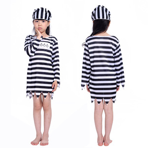 Hot Family Convict Outfit Halloween Child <span class=keywords><strong>Criminal</strong></span> Set Jail Prisoner Costume Recluso Cosplay Suit - Product Image 5