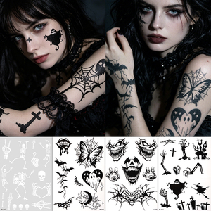 Autocollants de <span class=keywords><strong>tatouage</strong></span> de sang Halloween phosphorescents, imperméables, 3D, pour le corps et le visage, effet cicatrice, plaie, sanglant et effrayant - Product Image 4
