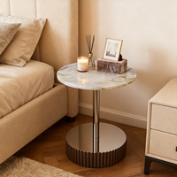 Table basse moderne et minimaliste de luxe, design créatif en marbre et ardoise, petite table d'appoint pour salon, table console