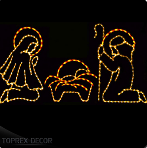 Set Hal LED untuk luar ruangan, lampu Motif 2D, pencahayaan Natal Yesus, adegan besar, lampu Pesebre Navideno untuk tempat umum, lampu Yesus