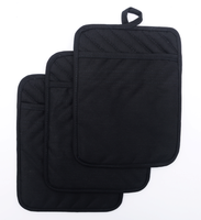 Support de casserole noir 100% coton avec poche résistant à la chaleur gant de four micro-ondes et gril 7x9 pouces dessous de plat