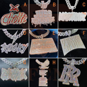 Liontin huruf Moissanite perak Sterling 925 kustom liontin berlian Hip Hop Ice Out VVS Moissanite untuk pria - Product Image 4