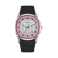 Reloj Mecánico HANBORO Miyota con Bisel de Cristal Arcoíris, Esfera con Diamantes, Correa de Silicona Naranja de 20 mm, Reloj de Vestir de Lujo