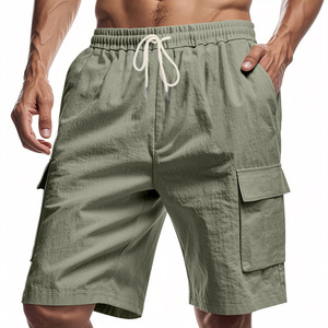 Nouveau short en lin décontracté de couleur unie pour hommes d'été OEM, cinquième pantalon, short de travail multi-poches, respirant, léger et confortable - Product Image 4