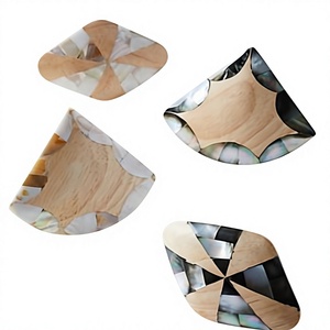 Boutons de meuble géométriques en bois avec incrustation de coquillage, poignées de tiroir contemporaines, quincaillerie de meuble durable, lot de 4 - Product Image 1