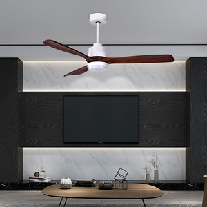 Ventilateur de plafond LED décoratif moderne pour salon avec lumière, 42 pouces, pales en bois massif, moteur, télécommande, F3601-42 - Product Image 1