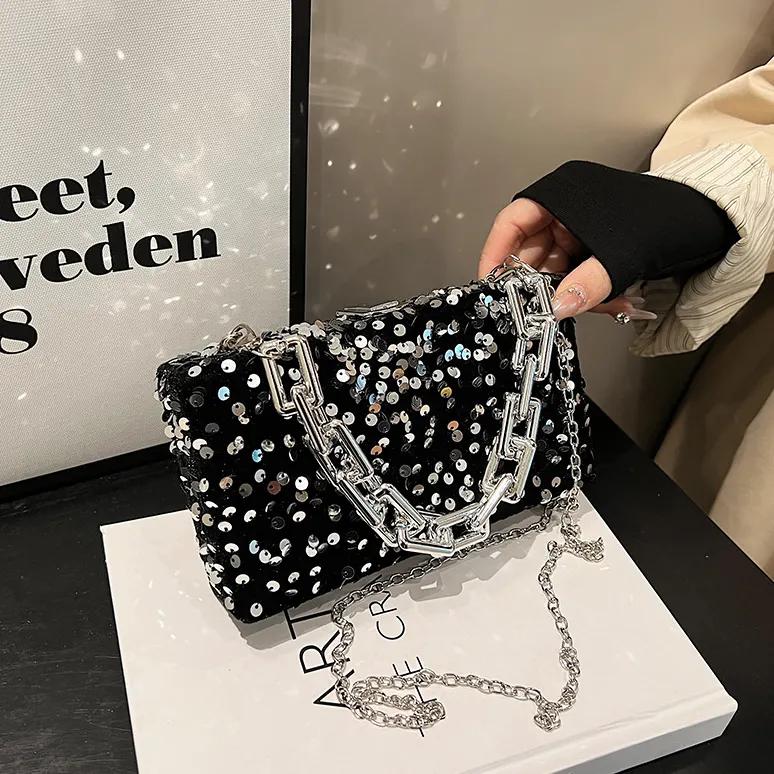 Bolsas femininas de luxo com corrente, bolsas e bolsas com strass para mulheres, novidade da moda, novidade de 2024