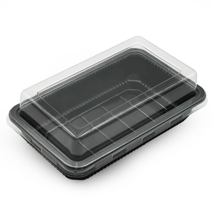 Bandeja de <span class=keywords><strong>sushi</strong></span> negra Blister Contenedor de comida de plástico Plato de servicio para llevar Bandejas de <span class=keywords><strong>sushi</strong></span> de lujo desechables Caja de embalaje con tapa - Product Image 1