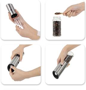 Moulin à poivre électrique Moulin à sel en acier inoxydable Rechargeable USB Gravité automatique Moulin à épices électrique pour sel et poivre - Product Image 4