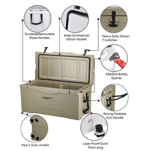 Glacière thermique rotomoulée 135QT avec roues, glacière robuste pour la pêche et le camping, vente en gros directe d'usine, personnalisable - Product Image 5