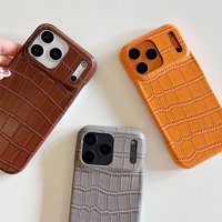 Étui de téléphone portable en cuir de style européen et américain, couleur unie, motif crocodile, pour iPhone