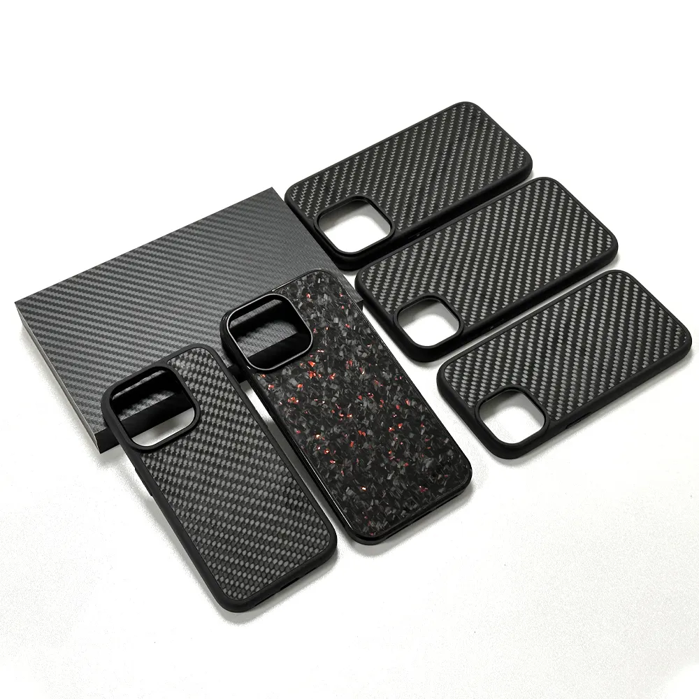 TENCHEN casing ponsel pelindung anti guncangan, casing ponsel pelindung anti guncangan, bumper tpu, serat karbon tempa asli, logo kustom, casing ponsel untuk iphone 15