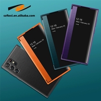 Étui de téléphone en cuir anti-chute pour Samsung S26 S25 Ultra S23 S24 Plus avec fenêtre intelligente et rabat