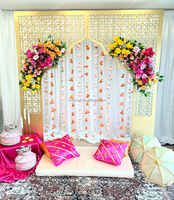 Scène de mariage de qualité lisse blanc gravé arc carré en métal creux ensemble de toile de fond d'événement décorations pour événements fournitures de fête