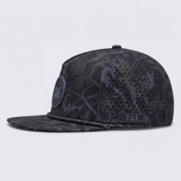 Casquette Snapback à Visière Plate Camouflage Pin Noir Gris avec Patch PVC Imperméable et Corde, 5 Panneaux, Perforations Laser Respirantes, Gorras Hommes Femmes