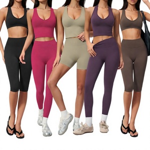 Conjunto Deportivo de Dos Piezas para Mujer, Leggings de Cintura Alta y Sujetador Deportivo Sin Costuras, Transpirable, de Alta Calidad, en Oferta - Product Image 1