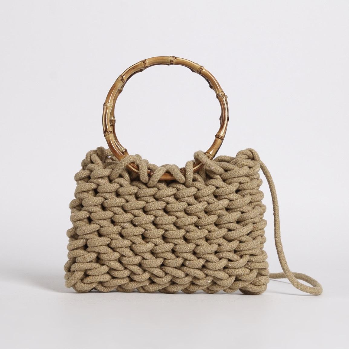 Custo Summer New Arrival Stylish Clutch Bag with Bamboo Wood Handle