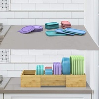 Organisateur de couvercle de récipient alimentaire en bambou réglable couvercles en plastique extensibles couvre le stockage armoires de cuisine boîtes de rangement bacs