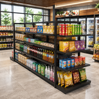 Étagères de supermarché en acier robuste, rayonnages métalliques réglables avec revêtement époxy pour l'affichage en magasin d'alimentation et commerce de détail
