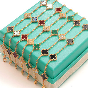 Set di Gioielli SPJ in Argento S925 con Madreperla Bianca, <span class=keywords><strong>Collana</strong></span>, Bracciale e Orecchini a Quadrifoglio, Produzione Diretta OEM ODM per Boutique - Product Image 6