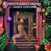 Costume de danse de ballet pour filles, motif animaux de la jungle, puissant et imposant, en Spandex/Nylon, pantalon inclus, en stock