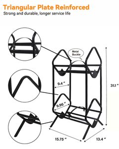 JH-Mech 2-Tiers Reliable Storage Easy to Assemble Sturdiness Curved Design Black Metal <strong>Vinyl</strong> Record Player <strong>Stand</strong> - Product Image 3