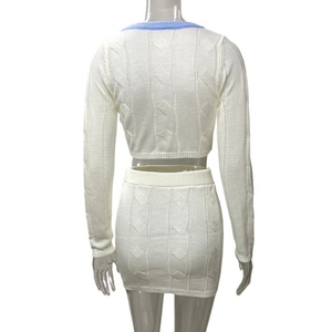 New Fashion Sexy <b>Knitted</b> Navel Sweater Female High Waist Package Hip Skirt Suit Fashion - Product Image 6